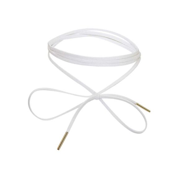 White Suede Wrap Choker Necklace With Gold Detail - Picture 1 of 6